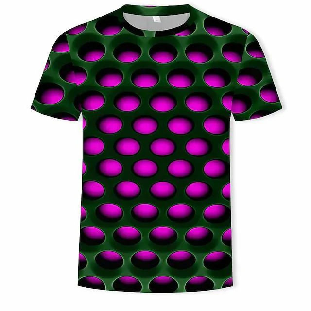 New Men's T shirt 3D Print Graphic Optical Illusion Plus Size Short Sleeve Casual Tops - Image 21