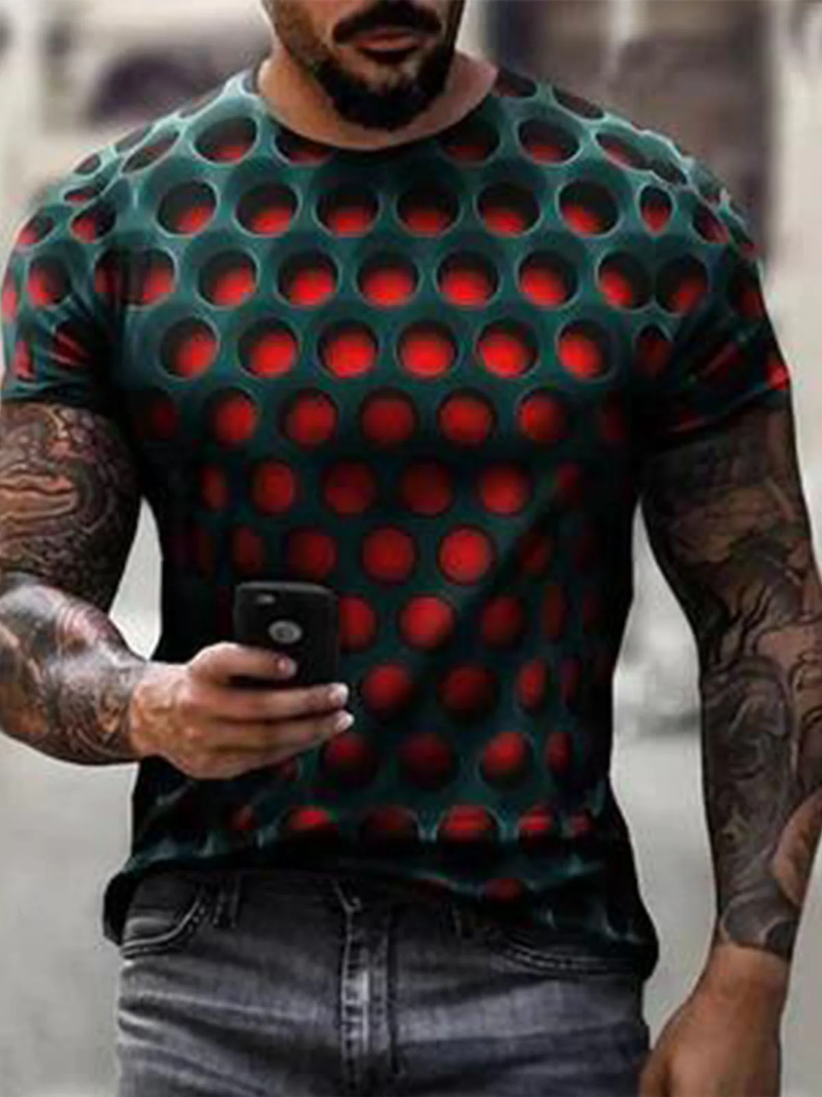 New Men's T shirt 3D Print Graphic Optical Illusion Plus Size Short Sleeve Casual Tops - Image 25