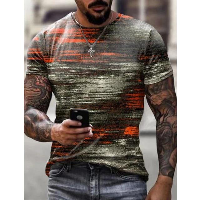 New Oversize Men T Shirt Mosaic Print Men Tops Short Sleeve Casual Loose Clothing - Image 2