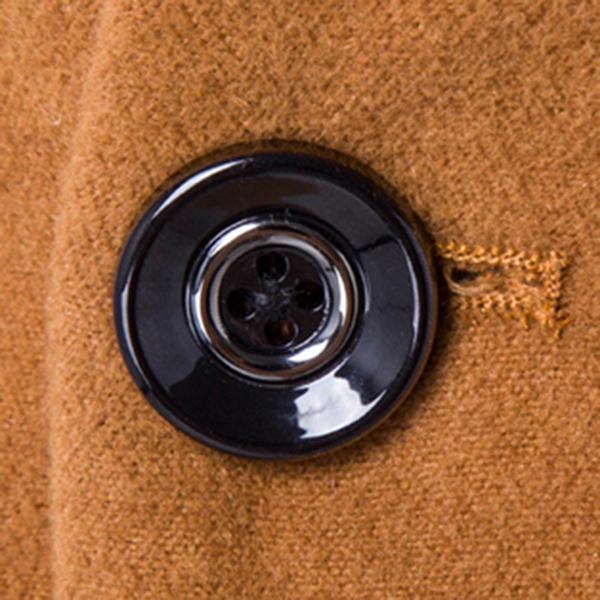 One Button Stand Collar Slim Fit Wool Coat - Image 7