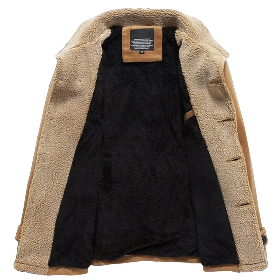 Men's  Solid Buttoned Woolen Autumn Jacket - Image 2