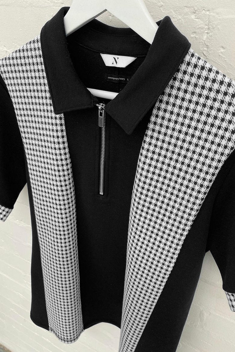 Portman Check Panel Polo Navy - Image 5