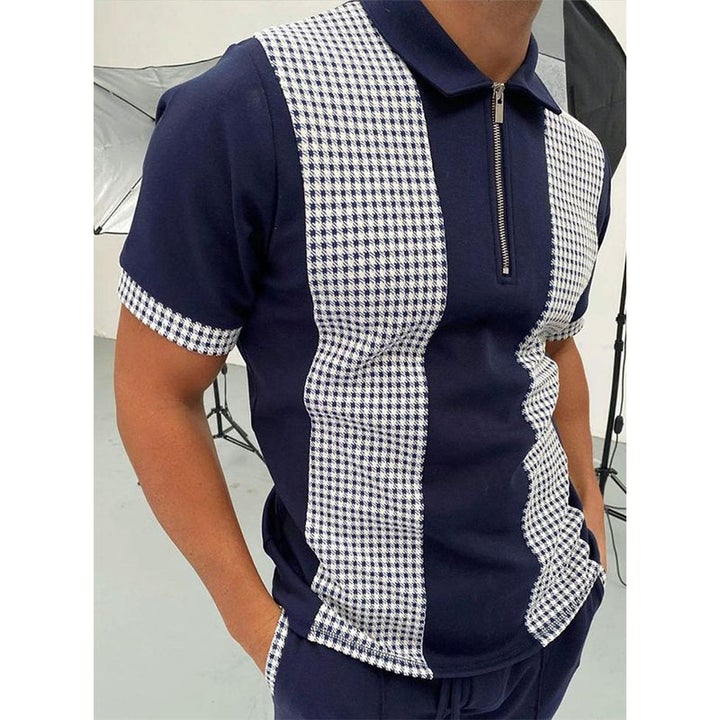 Portman Check Panel Polo Navy - Image 7