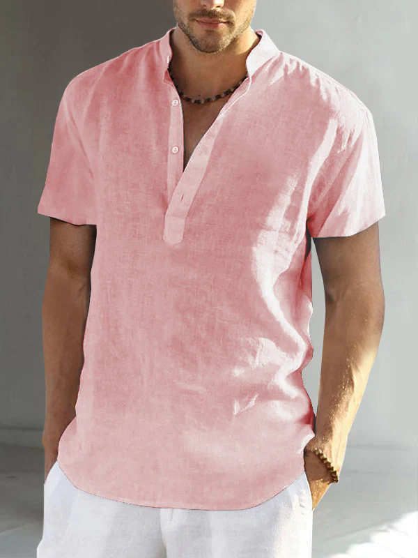 Pre-sale cotton linen men's short sleeve casual shirt - Image 4