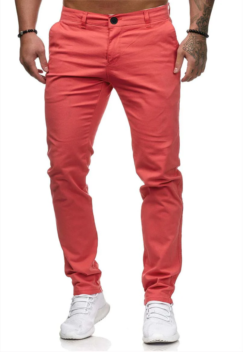 Men's casual slim solid color trousers - Image 4