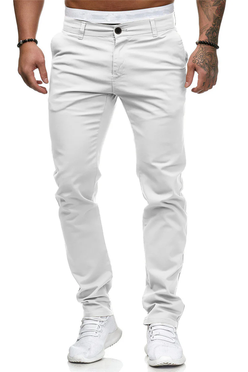Men's casual slim solid color trousers - Image 5
