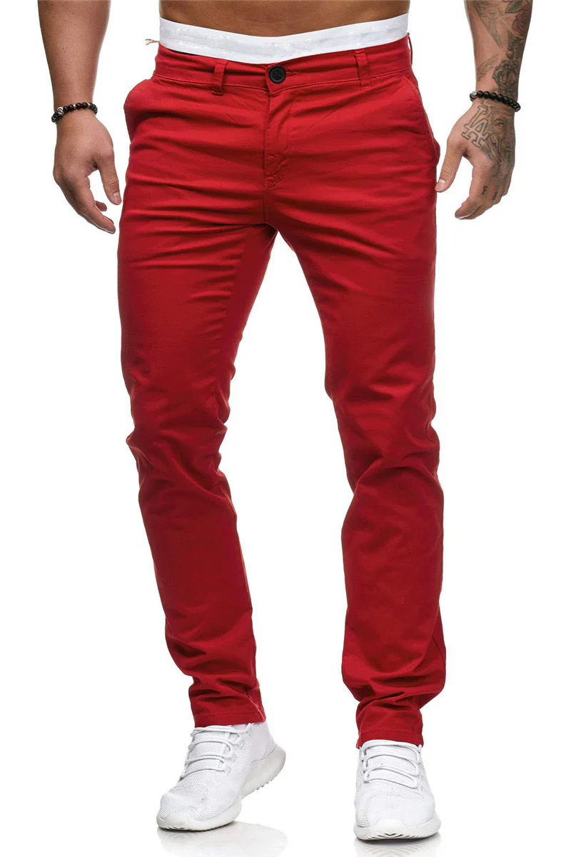 Men's casual slim solid color trousers - Image 7