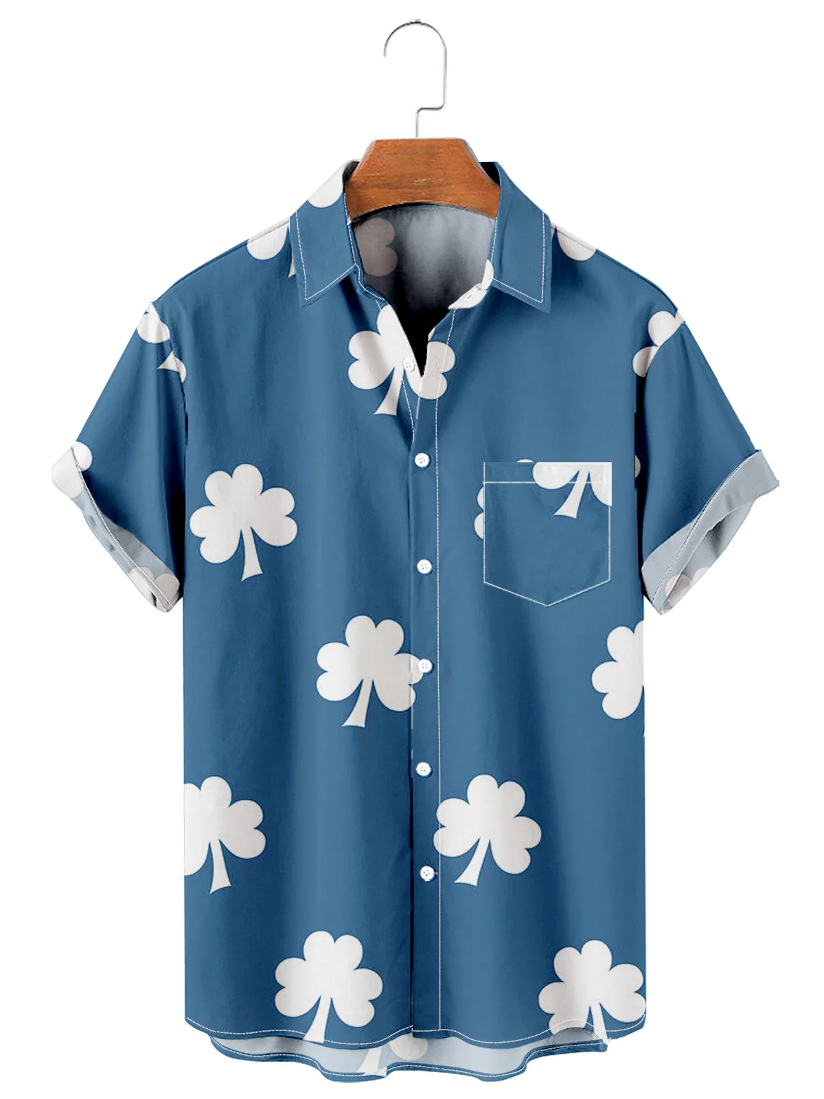 Simple Clover Print Men's Large Shirt - Image 2