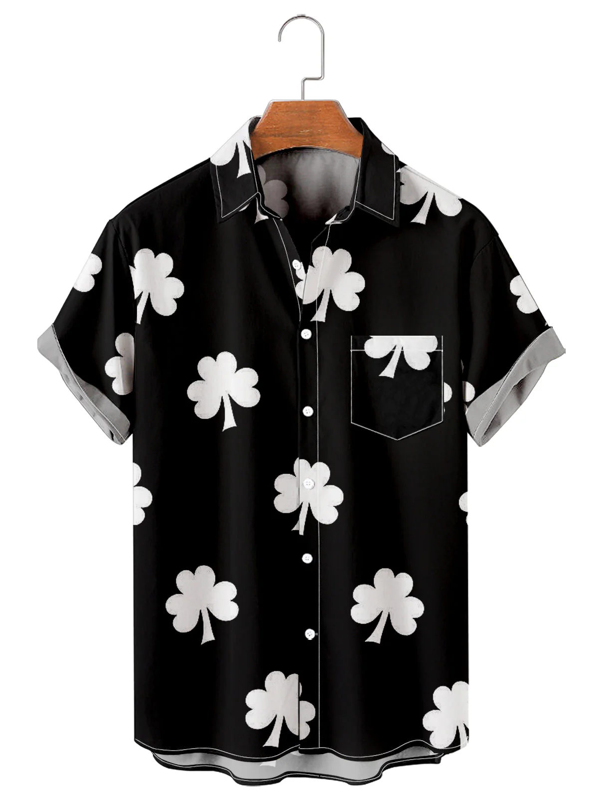 Simple Clover Print Men's Large Shirt - Image 5