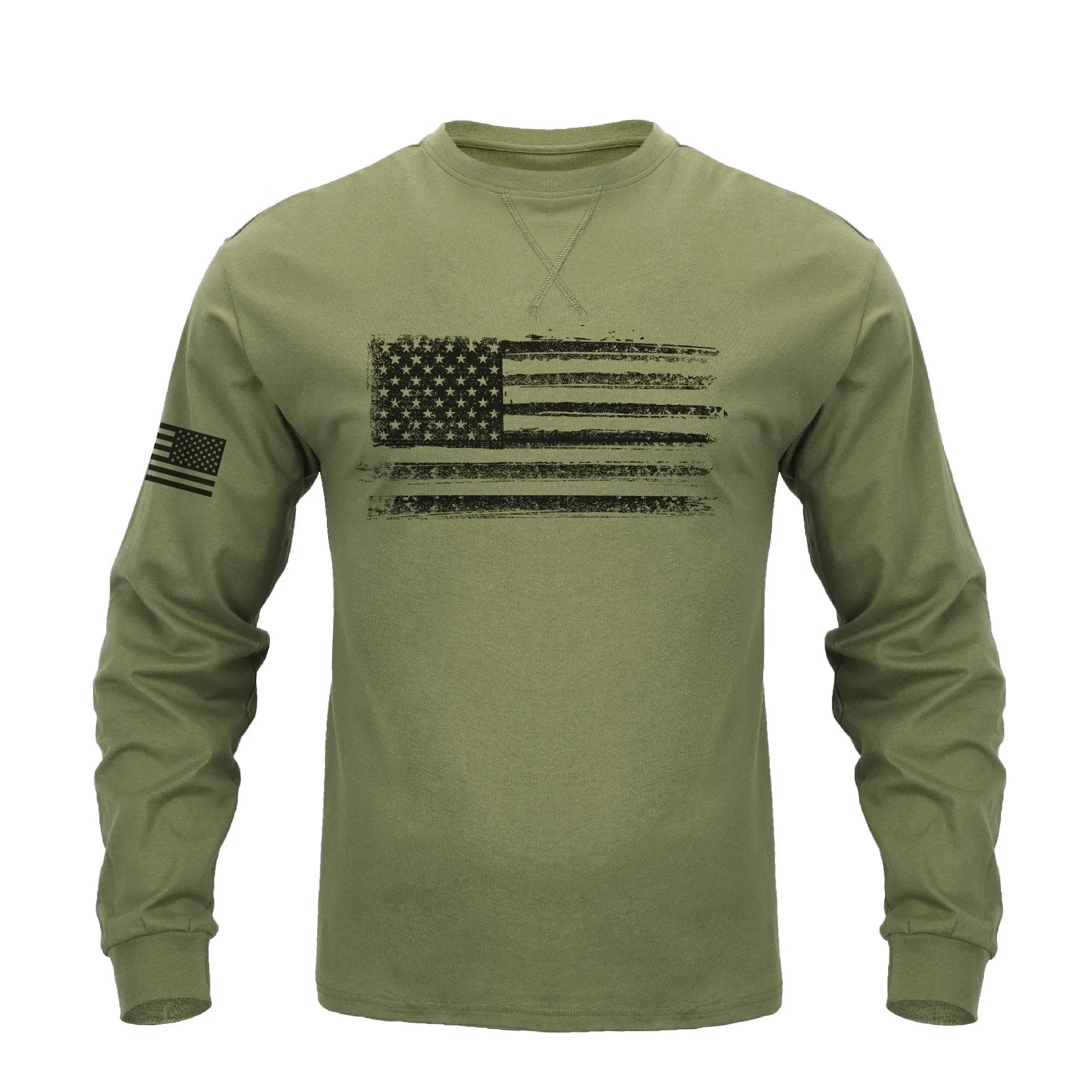 Men's 100% Cotton Patriotic American Flag Graphic Crewneck Long Sleeve T-shirts - Image 7