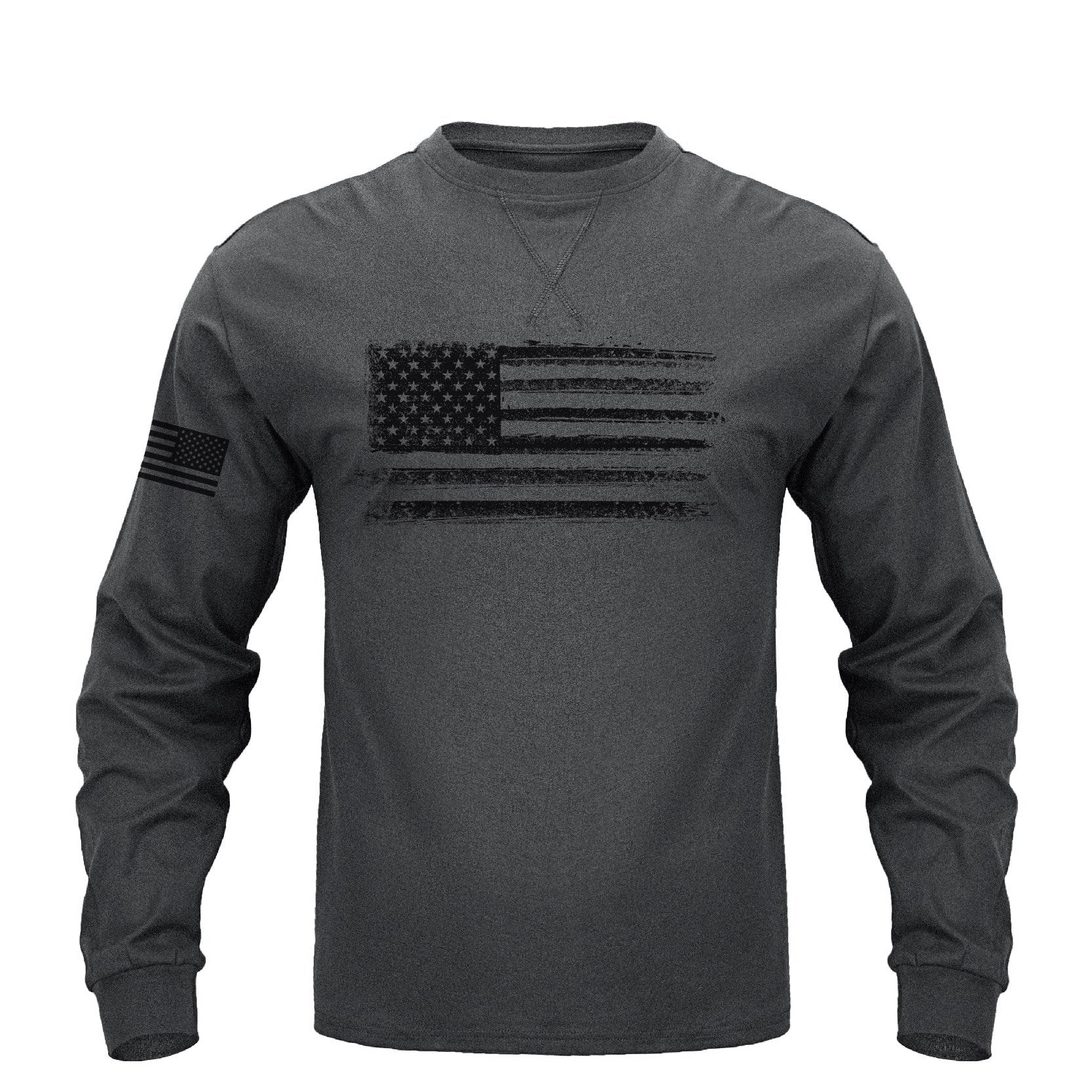 Men's 100% Cotton Patriotic American Flag Graphic Crewneck Long Sleeve T-shirts - Image 9