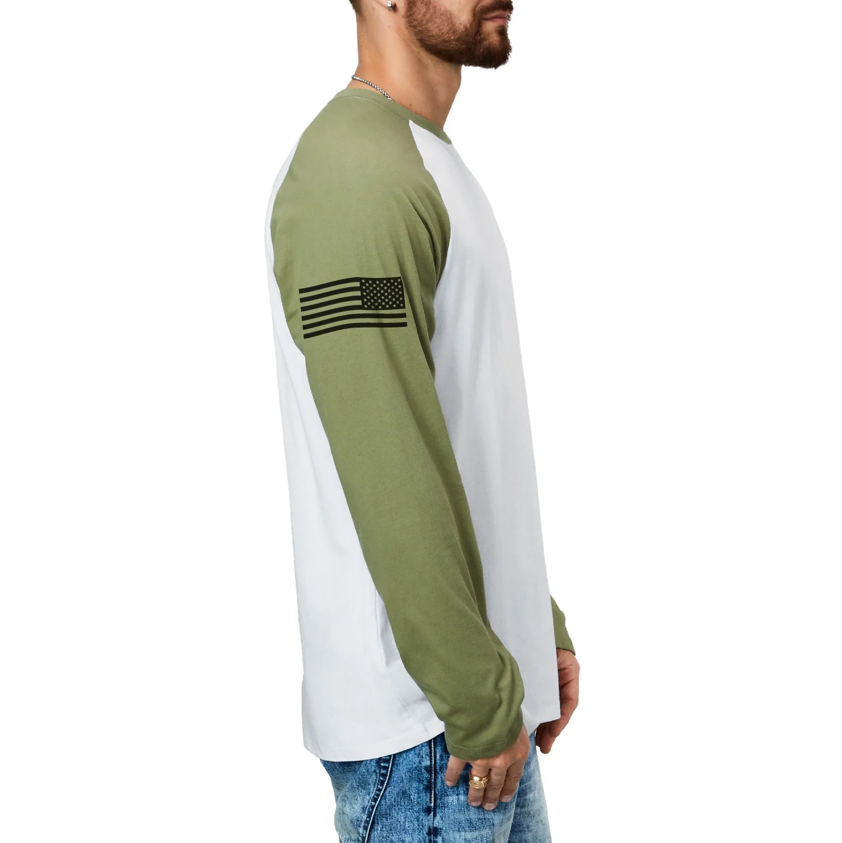 Men's Patriotic American Flag Raglan Sleeve Long Sleeve T-shirts - Image 20