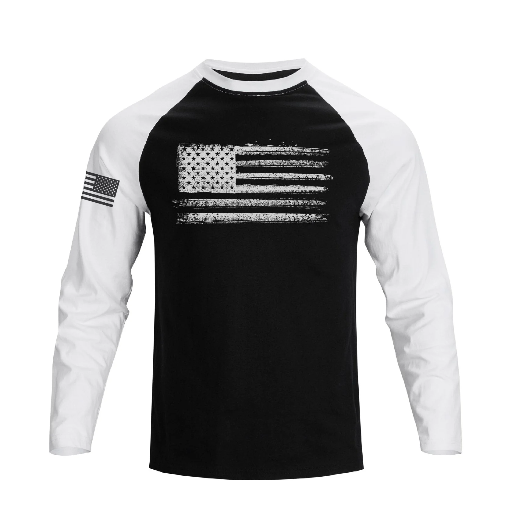 Men's Patriotic American Flag Raglan Sleeve Long Sleeve T-shirts - Image 7