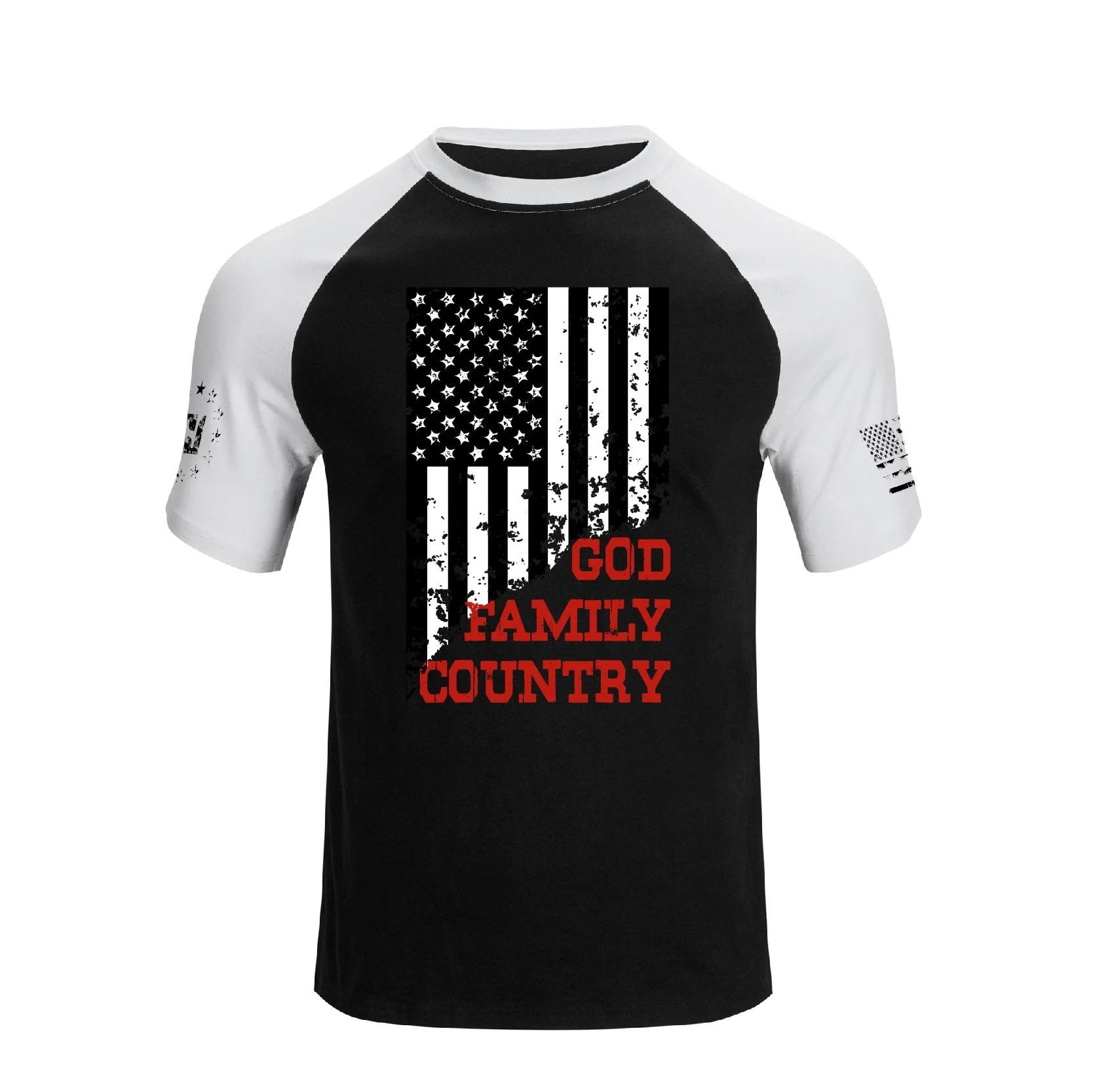 Men's 100% Cotton American Flag GFC Raglan Sleeve Short-sleeve Graphic T-shirts - Image 3