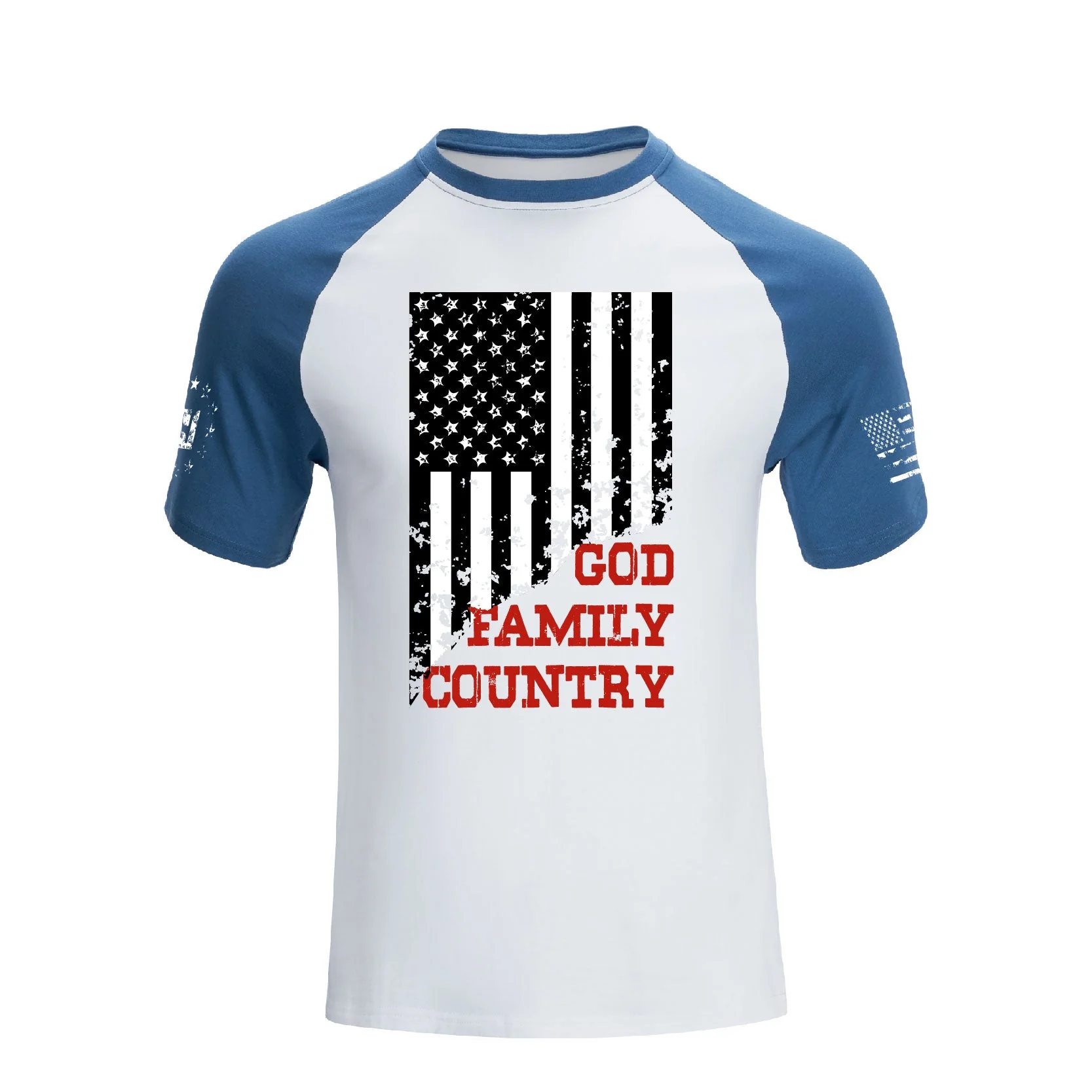 Men's 100% Cotton American Flag GFC Raglan Sleeve Short-sleeve Graphic T-shirts - Image 5