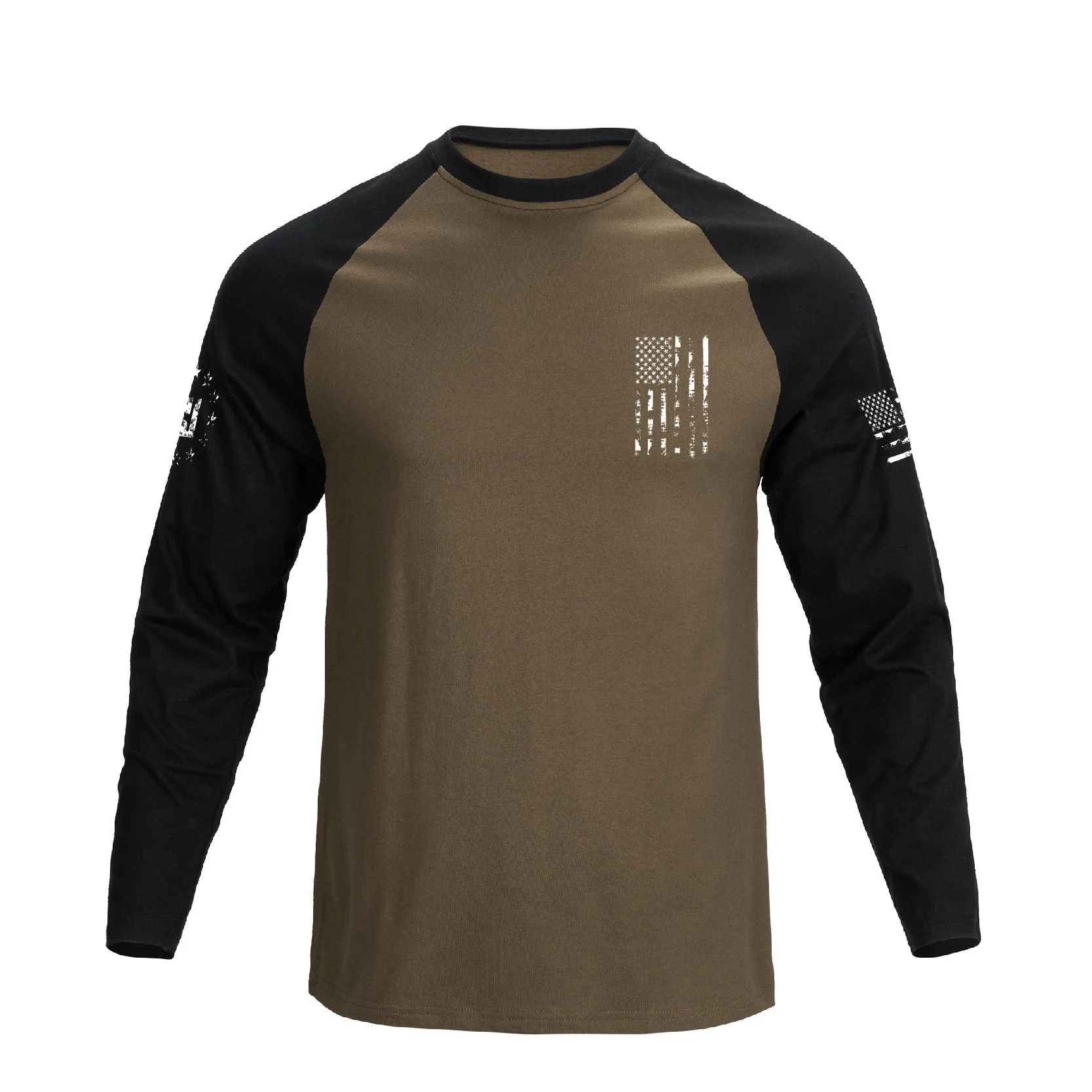 Men's 100% Cotton American Flag with Cross Raglan Sleeve Long Sleeve Graphic T-shirts - Image 7