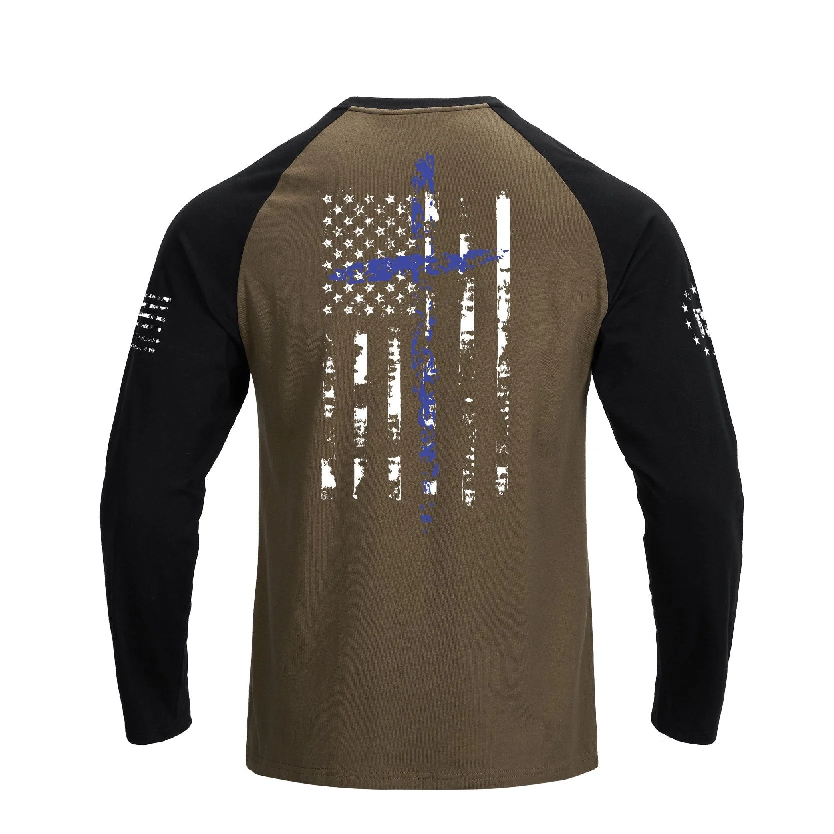 Men's 100% Cotton American Flag with Cross Raglan Sleeve Long Sleeve Graphic T-shirts - Image 8