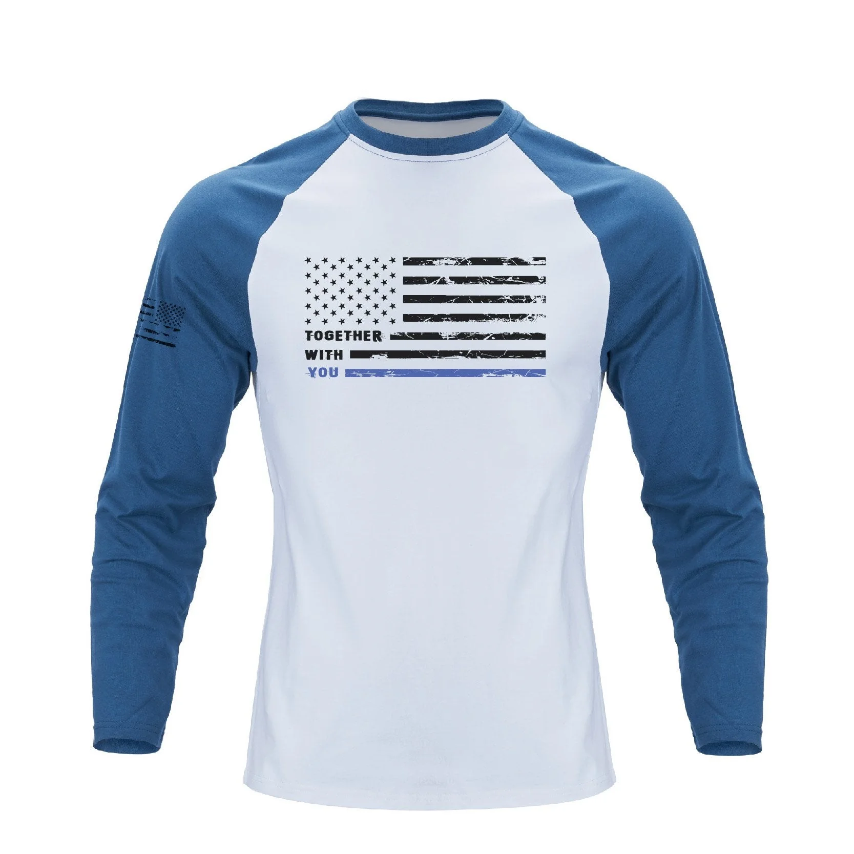 Men's 100% Cotton Patriotic American Flag Raglan Sleeve Long Sleeve Graphic T-shirts - Image 3