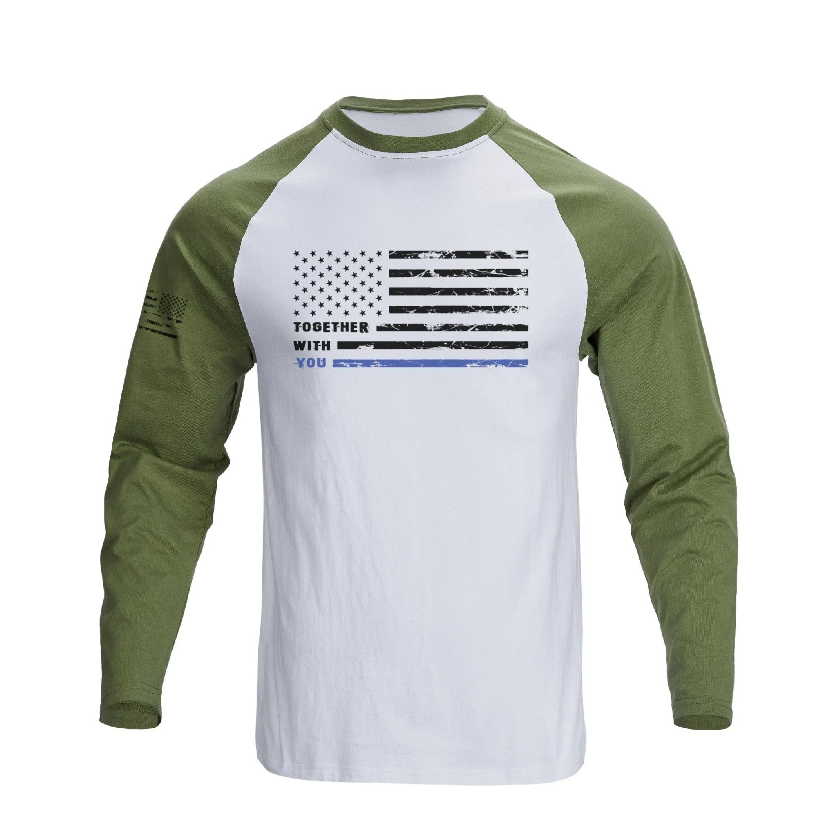 Men's 100% Cotton Patriotic American Flag Raglan Sleeve Long Sleeve Graphic T-shirts - Image 5