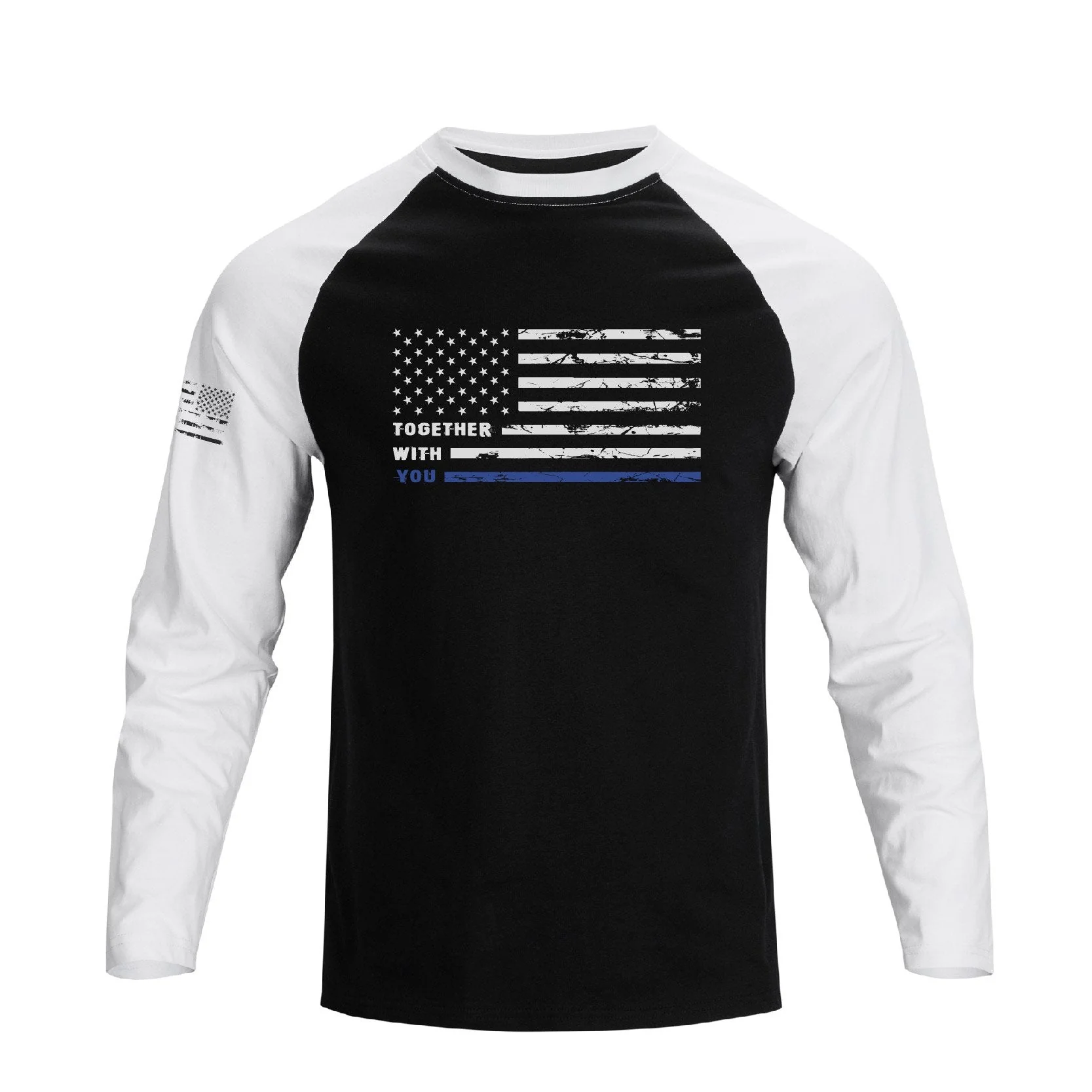 Men's 100% Cotton Patriotic American Flag Raglan Sleeve Long Sleeve Graphic T-shirts - Image 7