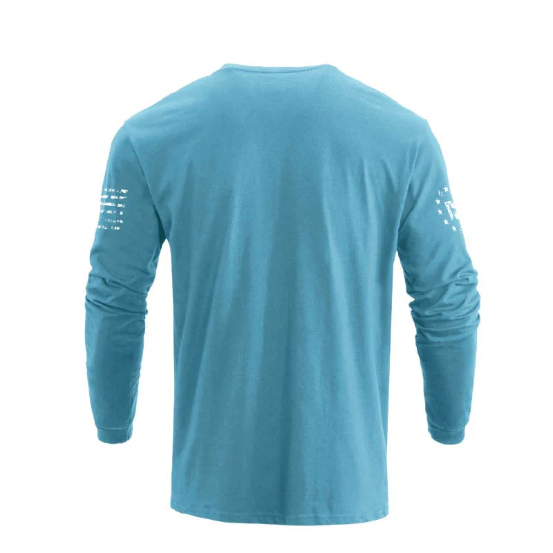 Men's 100% Cotton American Flag with Cross Graphic Round Neck Long Sleeve T-Shirts - Image 16