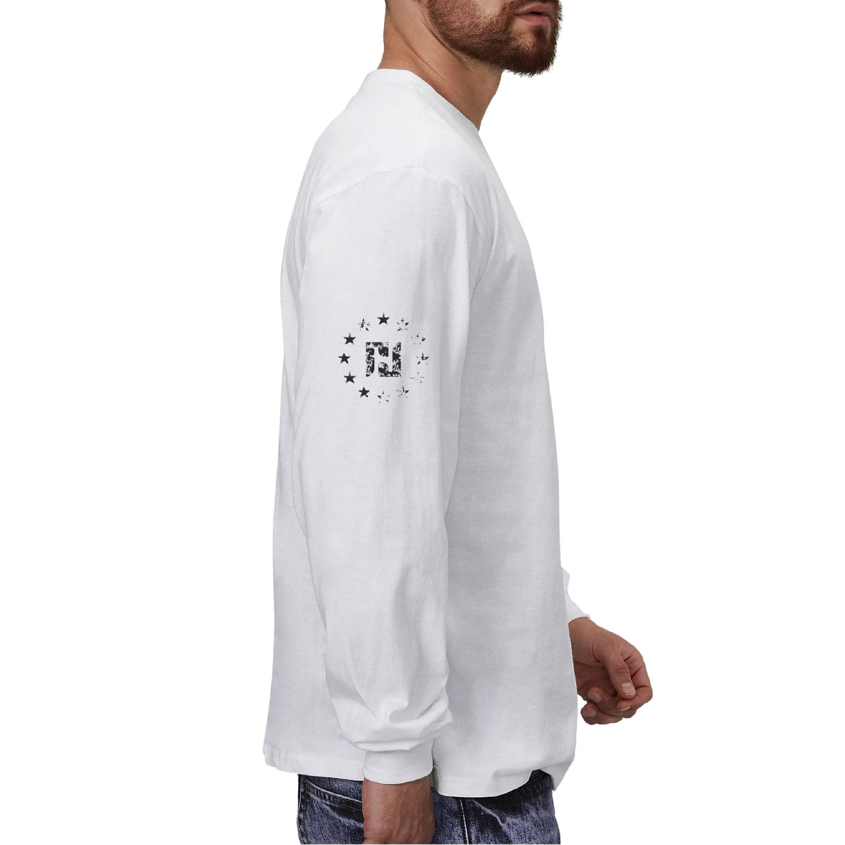Men's 100% Cotton American Flag with Cross Graphic Round Neck Long Sleeve T-Shirts - Image 31
