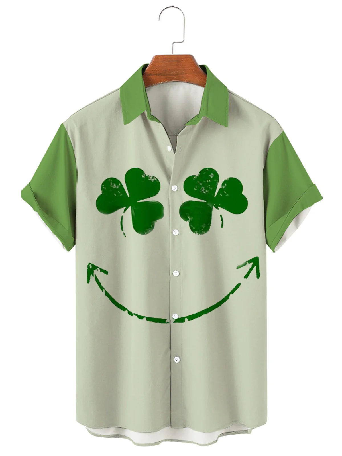 St. Patrick's Day Casual Loose Men's Large Short Sleeve Shirt