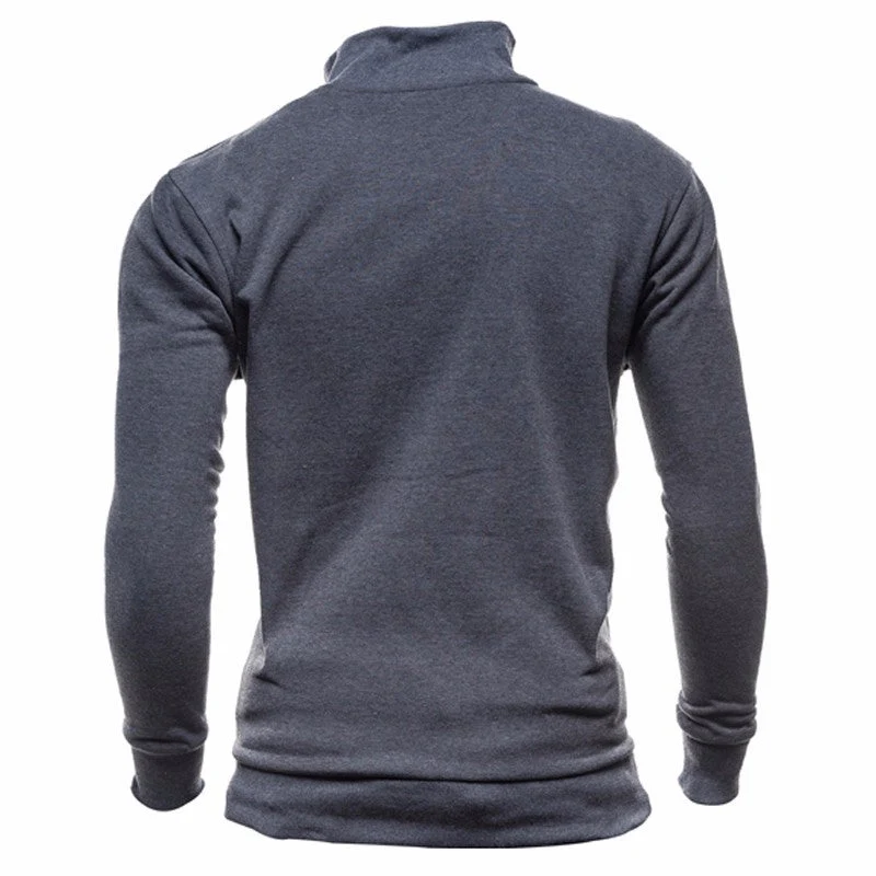 Sweatshirt Zipper Stand Collar Sweater Jacket Men's Solid Color Cardigan - Image 5