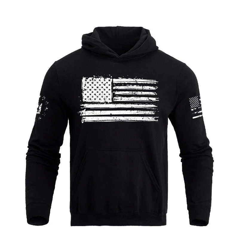 Men's 100% Cotton Regular Fit Retro American Flag Graphic Hoodie - Image 3