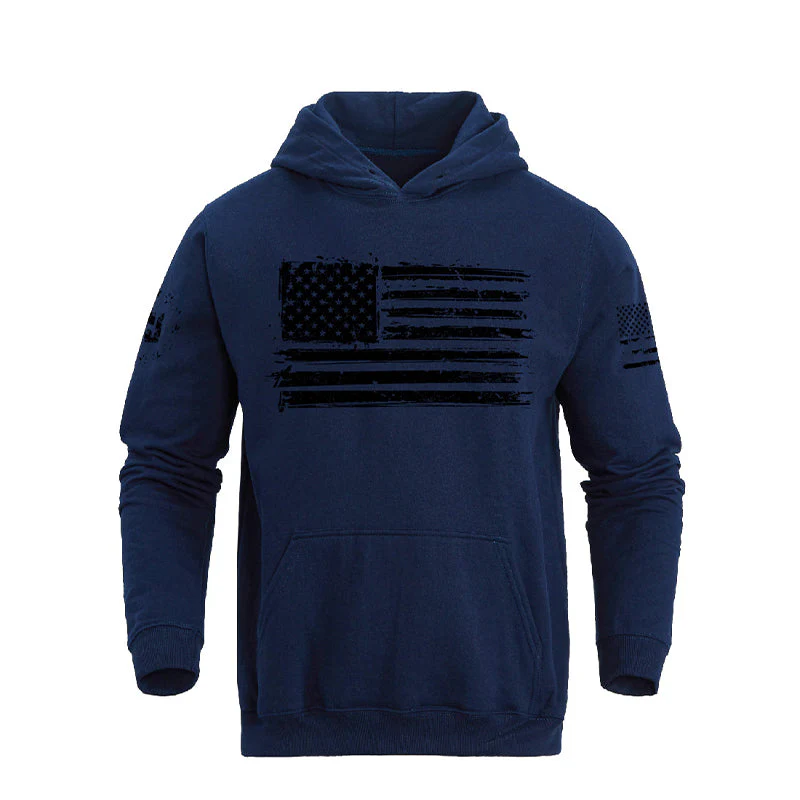 Men's 100% Cotton Regular Fit Retro American Flag Graphic Hoodie - Image 5