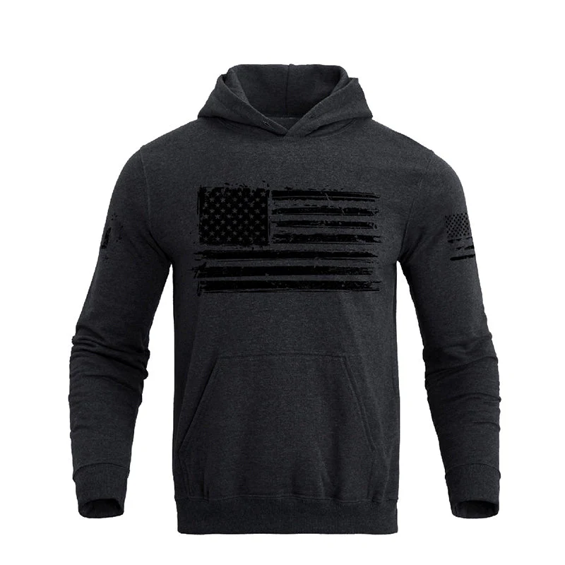 Men's 100% Cotton Regular Fit Retro American Flag Graphic Hoodie - Image 9