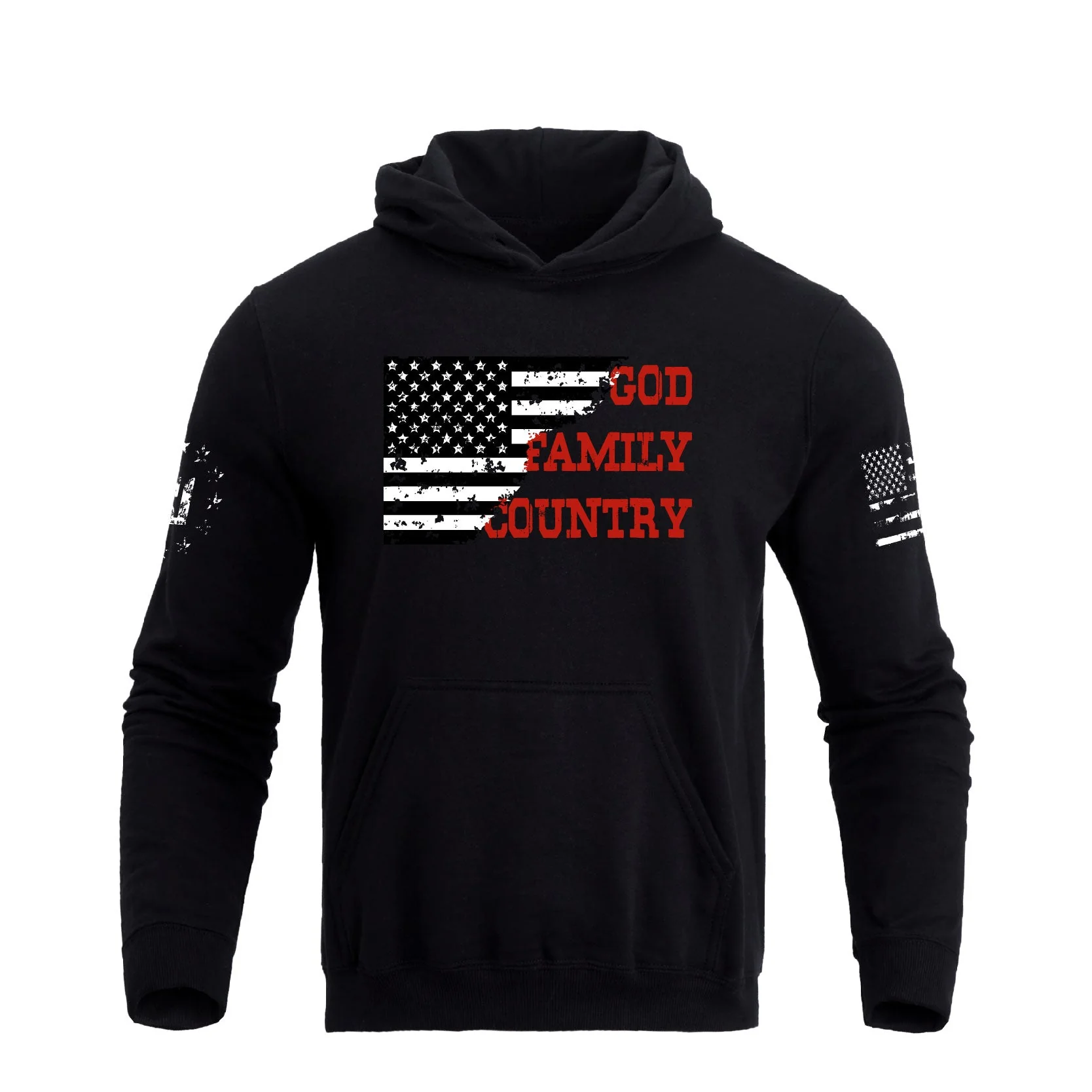 Men's 100% Cotton Patriotic American Flag GFC Midweight Hoodies - Image 3