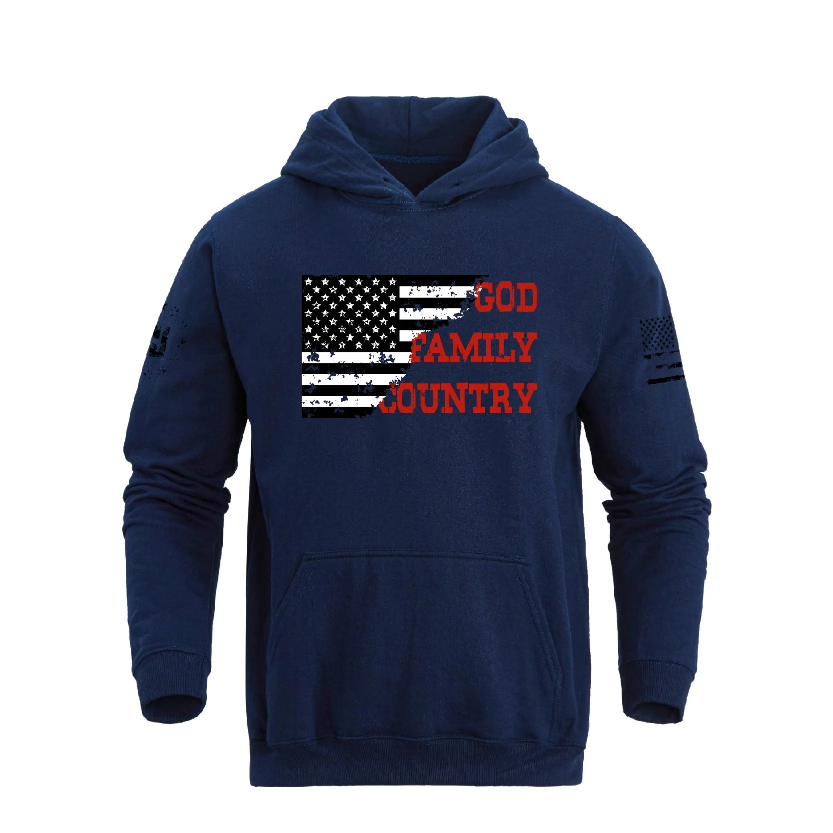 Men's 100% Cotton Patriotic American Flag GFC Midweight Hoodies - Image 7