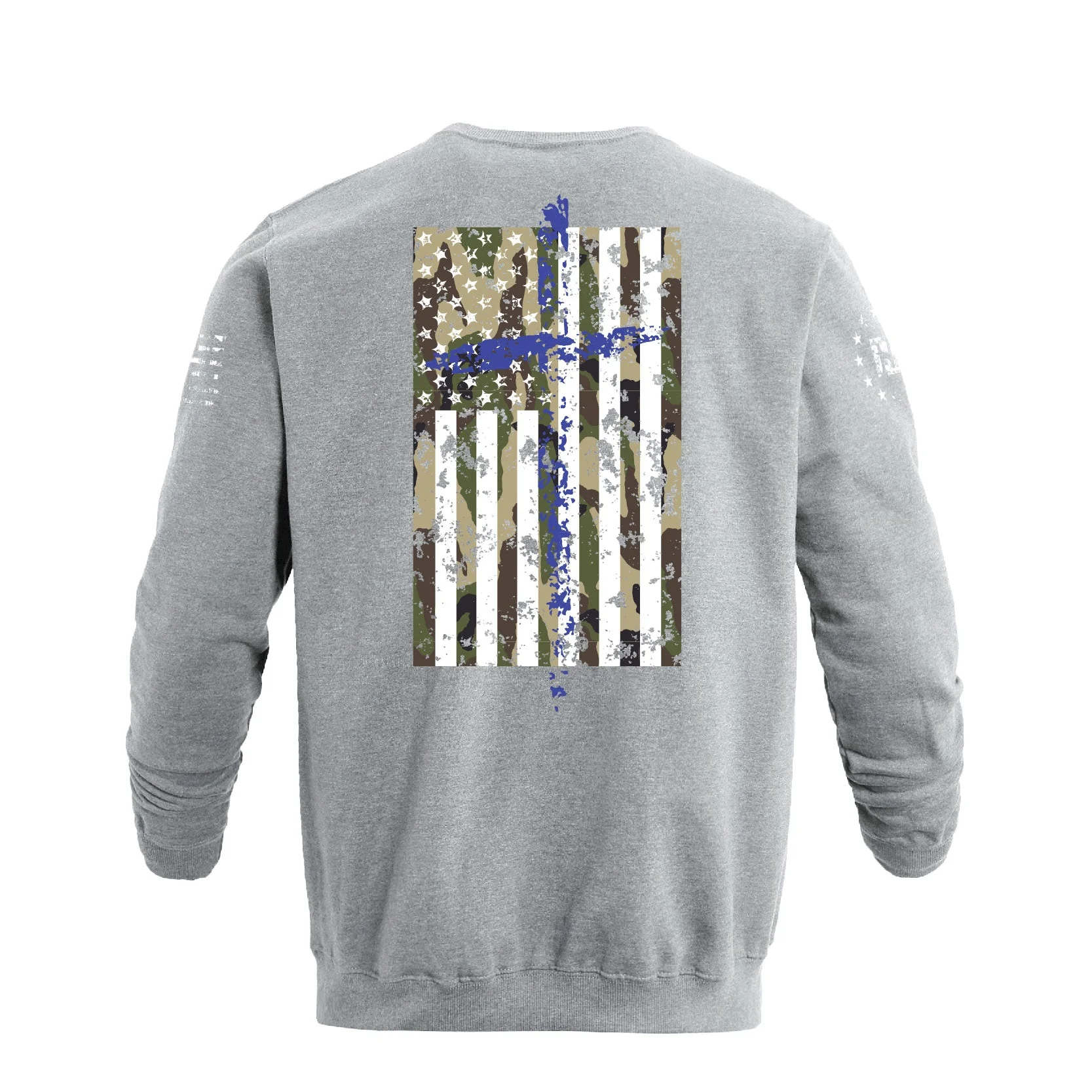 Men's 100% Cotton Patriotic American Flag Camouflage Cross Graphic Midweight Sweatshirts - Image 5