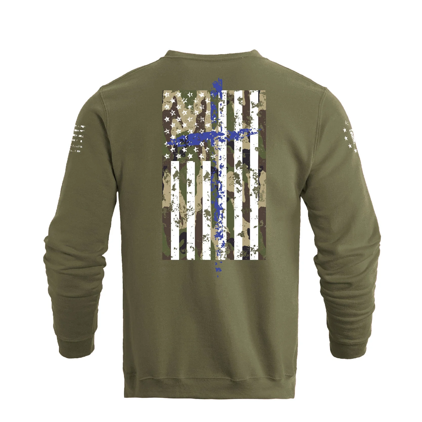 Men's 100% Cotton Patriotic American Flag Camouflage Cross Graphic Midweight Sweatshirts - Image 9