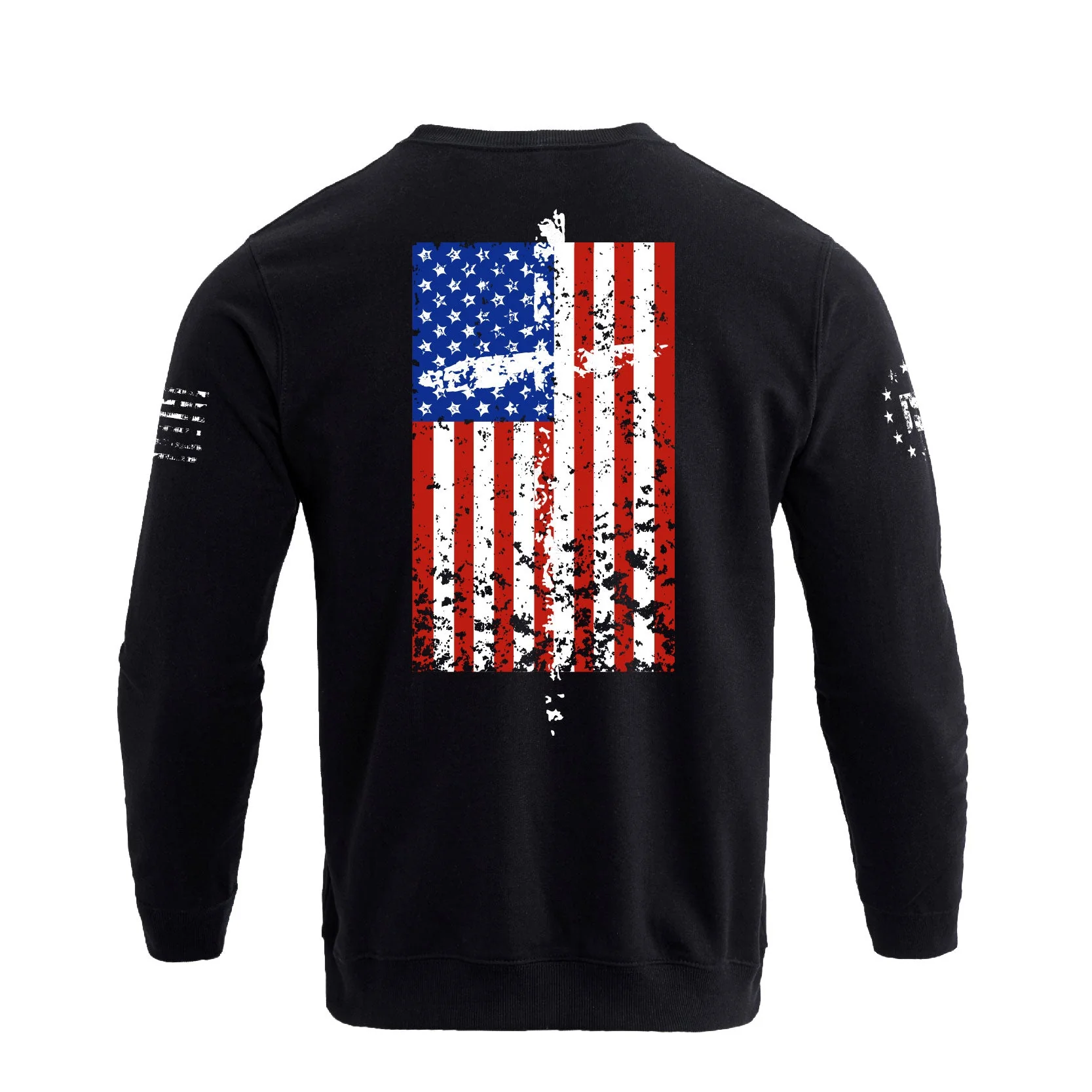 Men's 100% Cotton Patriotic American Flag  Cross Graphic Midweight Sweatshirts - Image 2