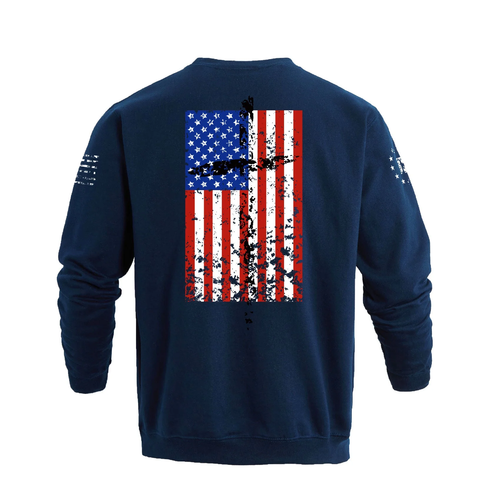 Men's 100% Cotton Patriotic American Flag  Cross Graphic Midweight Sweatshirts - Image 5