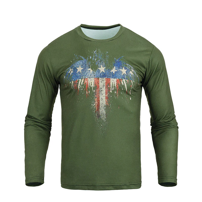 Men's Patriotic American Flag Graphic Long Sleeve T-shirts - Image 16