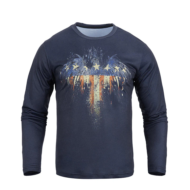 Men's Patriotic American Flag Graphic Long Sleeve T-shirts - Image 8