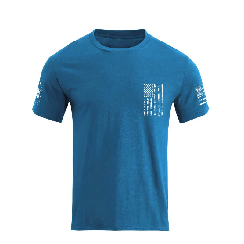 Men's 100% Cotton Patriotic American Flag with Cross Graphic T-shirts - Image 21