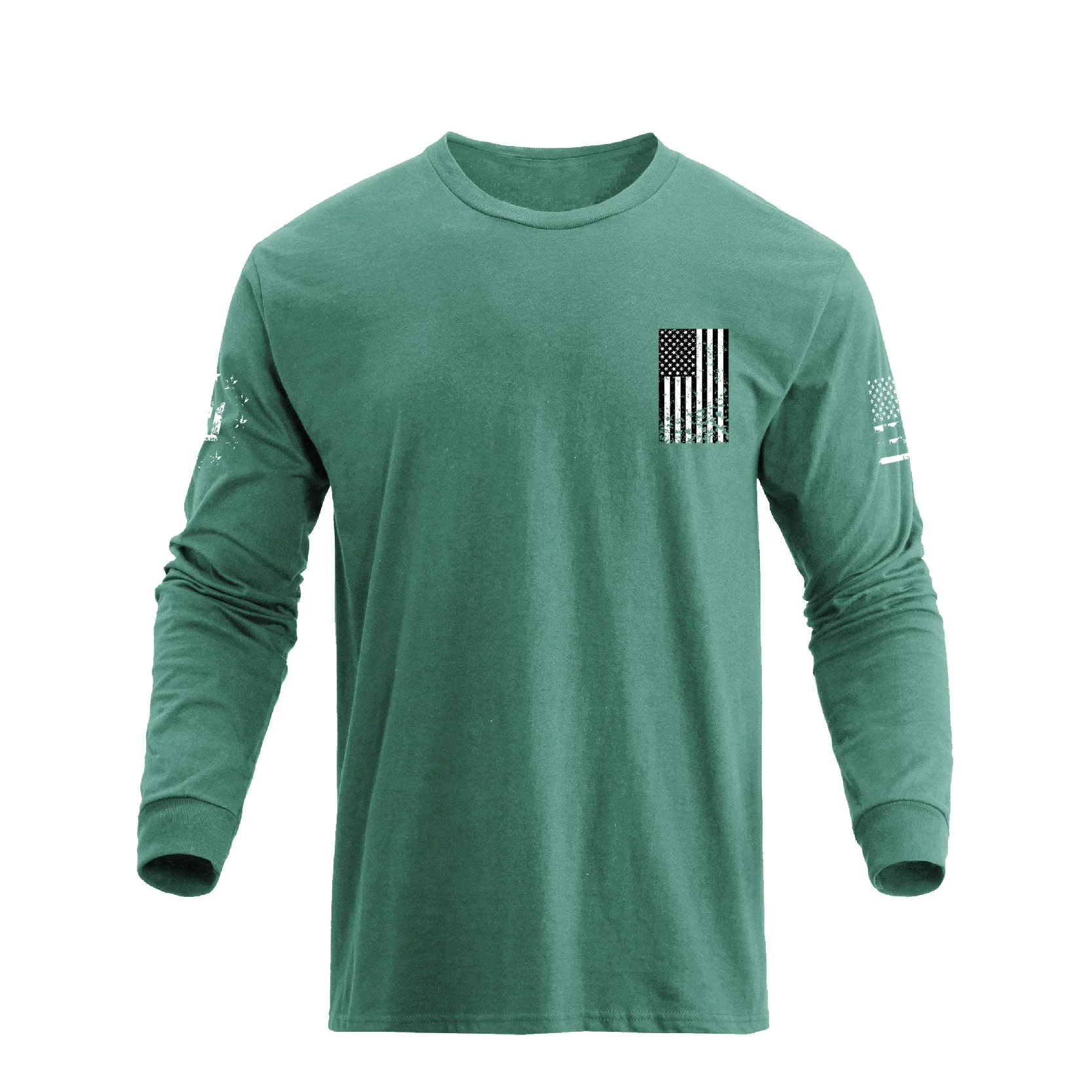Men's 100% Cotton Patriotic American Flag Cross Graphic Midweight Long Sleeve T-shirts - Image 11