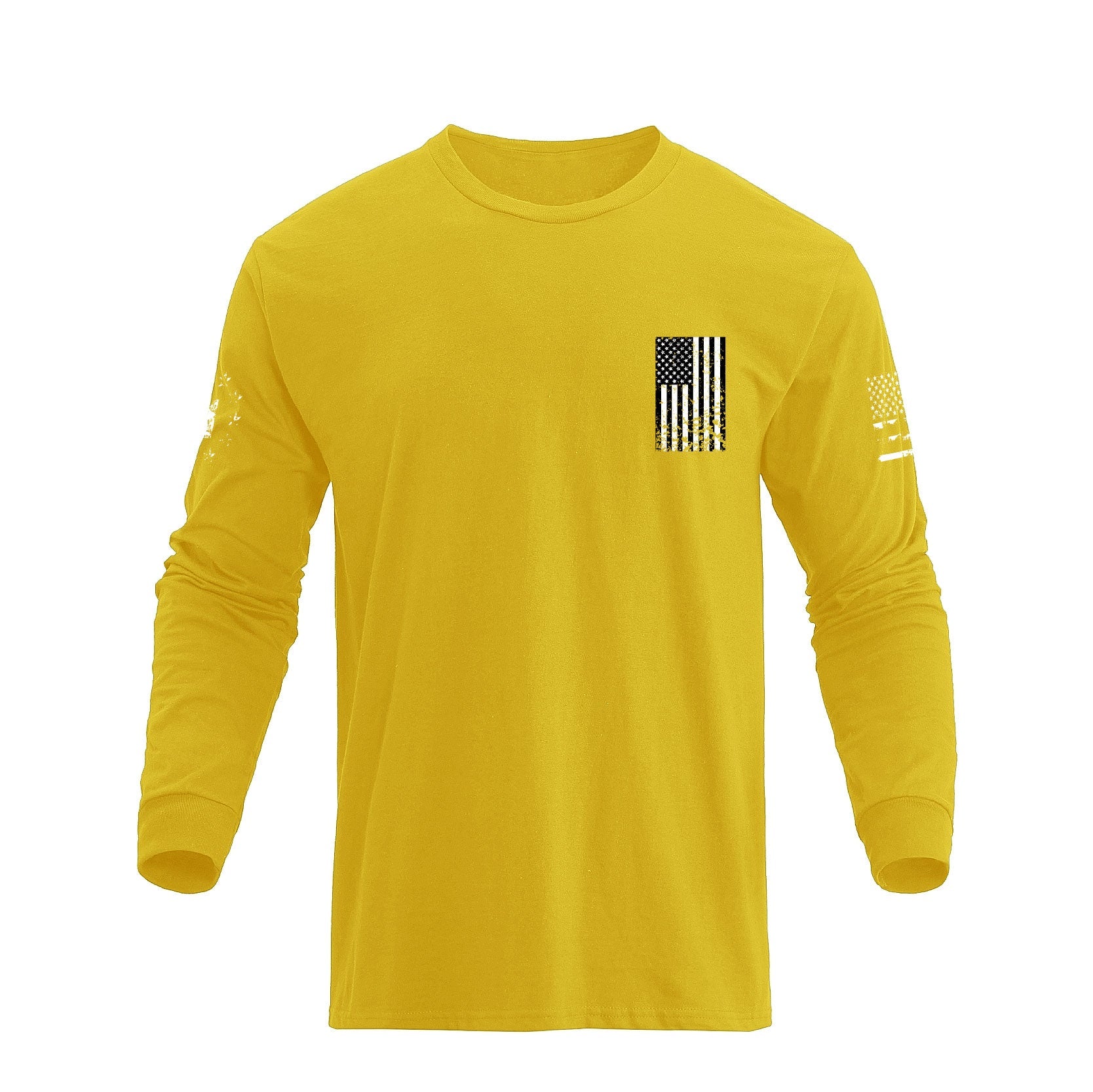 Men's 100% Cotton Patriotic American Flag Cross Graphic Midweight Long Sleeve T-shirts - Image 13