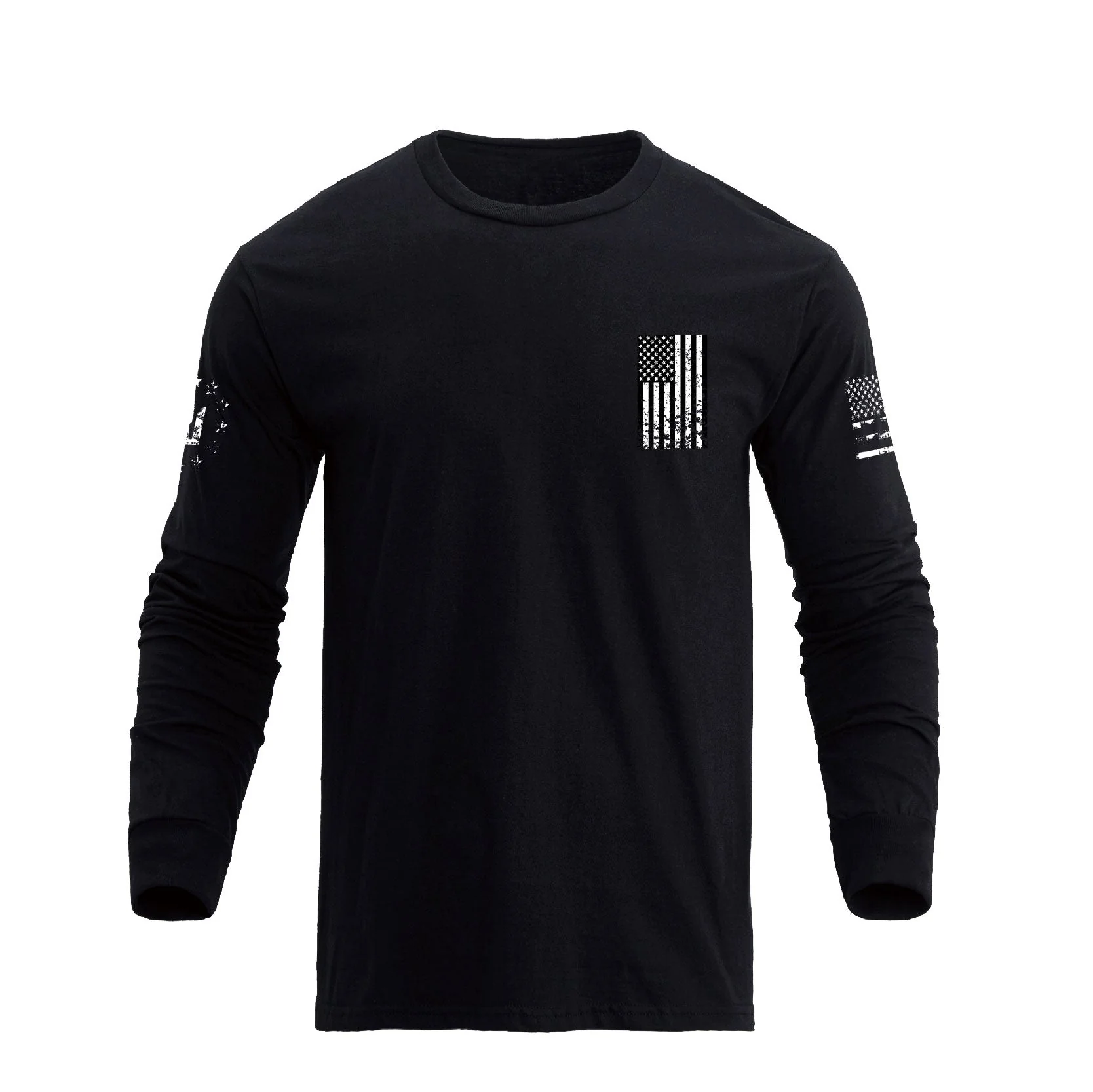Men's 100% Cotton Patriotic American Flag Cross Graphic Midweight Long Sleeve T-shirts - Image 3
