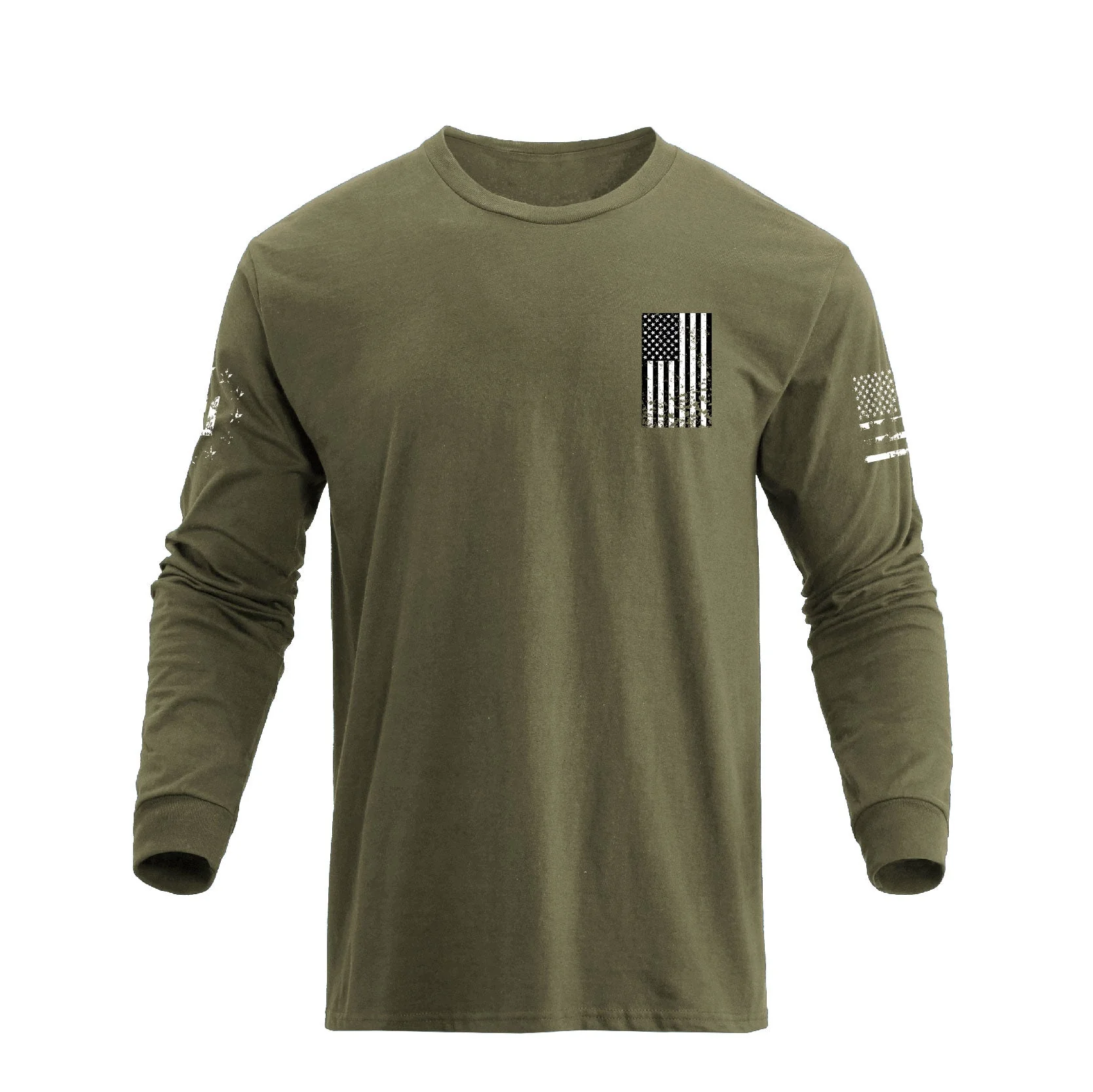 Men's 100% Cotton Patriotic American Flag Cross Graphic Midweight Long Sleeve T-shirts - Image 5