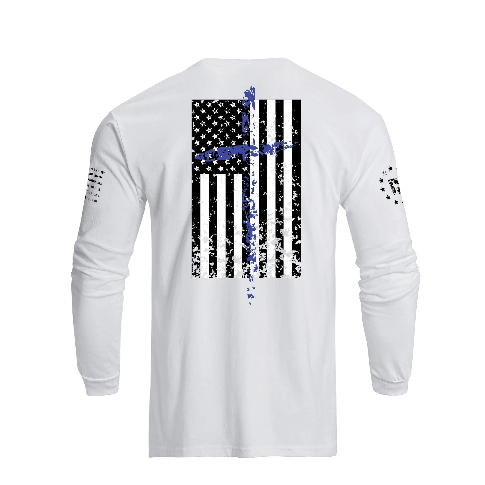 Men's 100% Cotton Patriotic American Flag Cross Graphic Midweight Long Sleeve T-shirts - Image 7