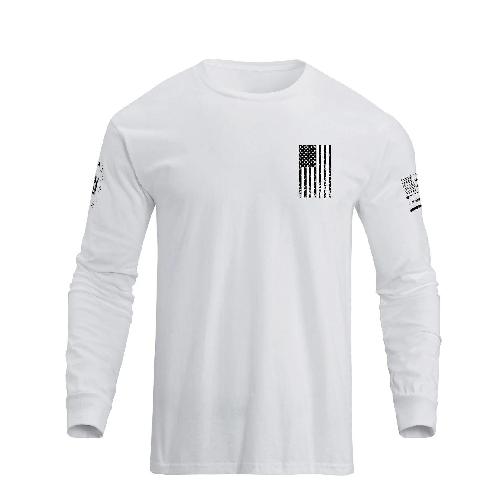 Men's 100% Cotton Patriotic American Flag Cross Graphic Midweight Long Sleeve T-shirts - Image 8