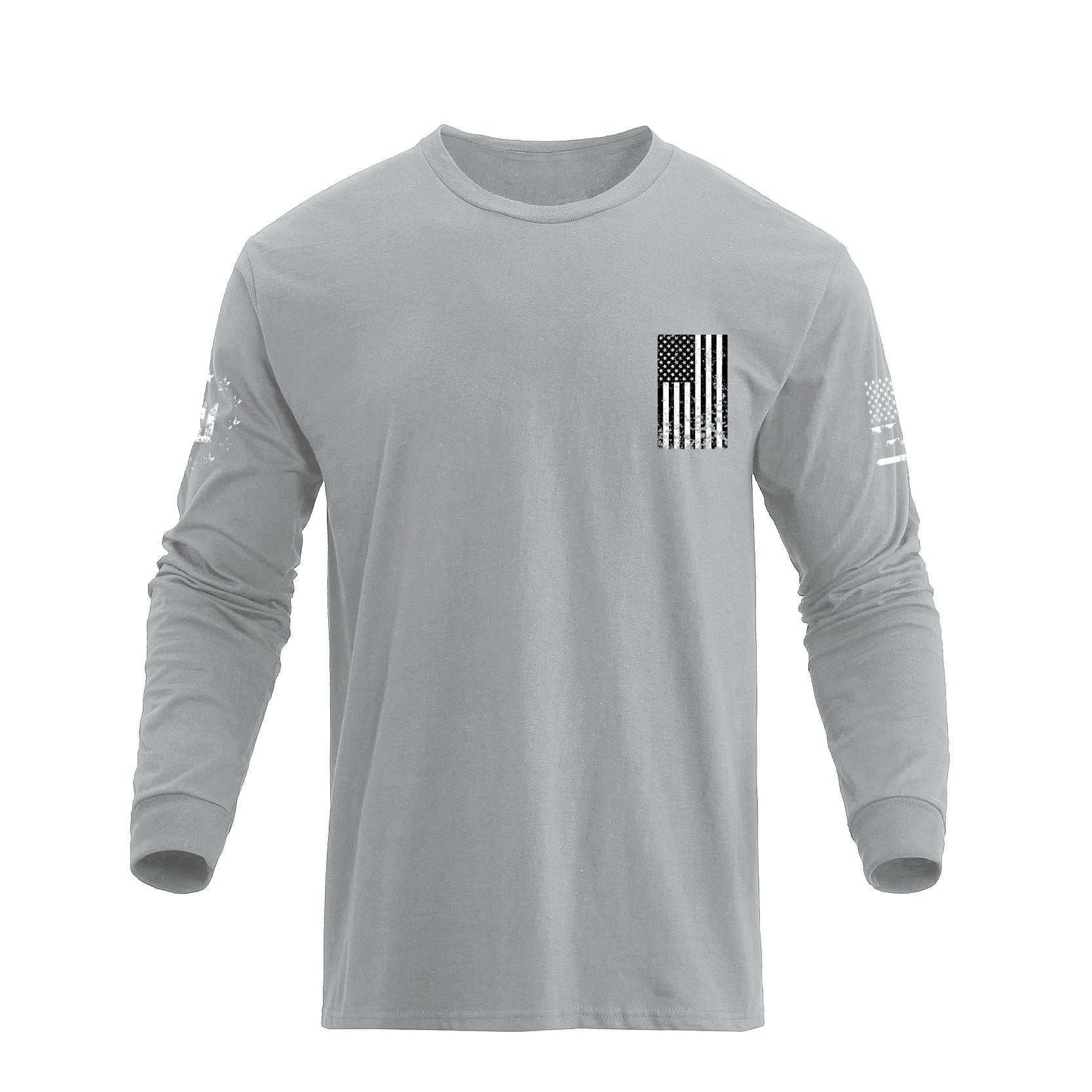 Men's 100% Cotton Patriotic American Flag Cross Graphic Midweight Long Sleeve T-shirts - Image 9