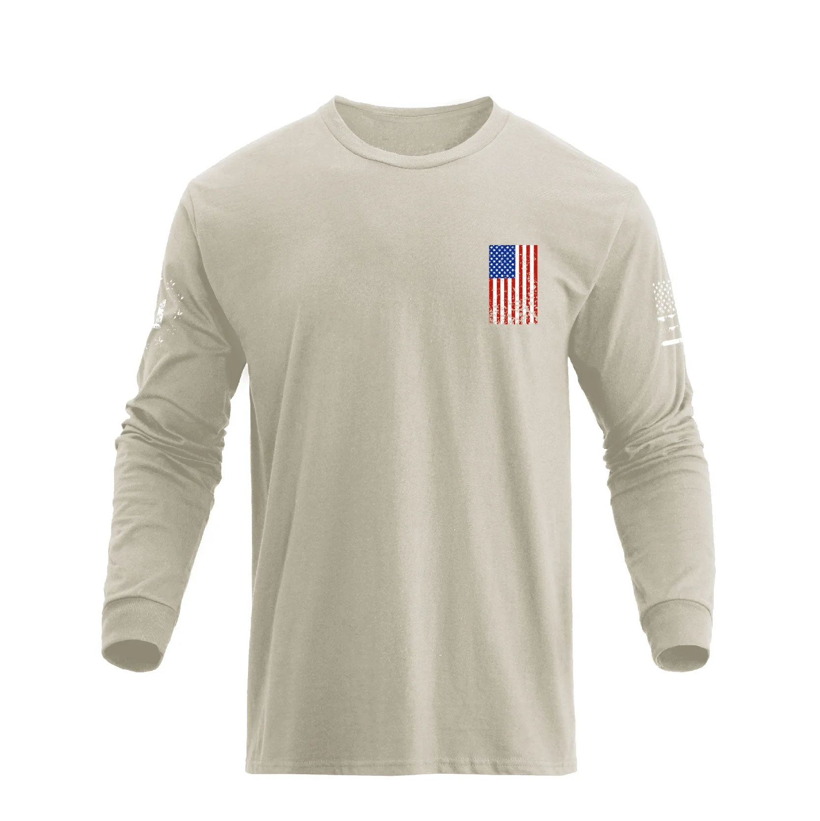 Men's 100% Cotton Patriotic American Flag Cross Graphic Midweight Long Sleeve T-shirts - Image 11