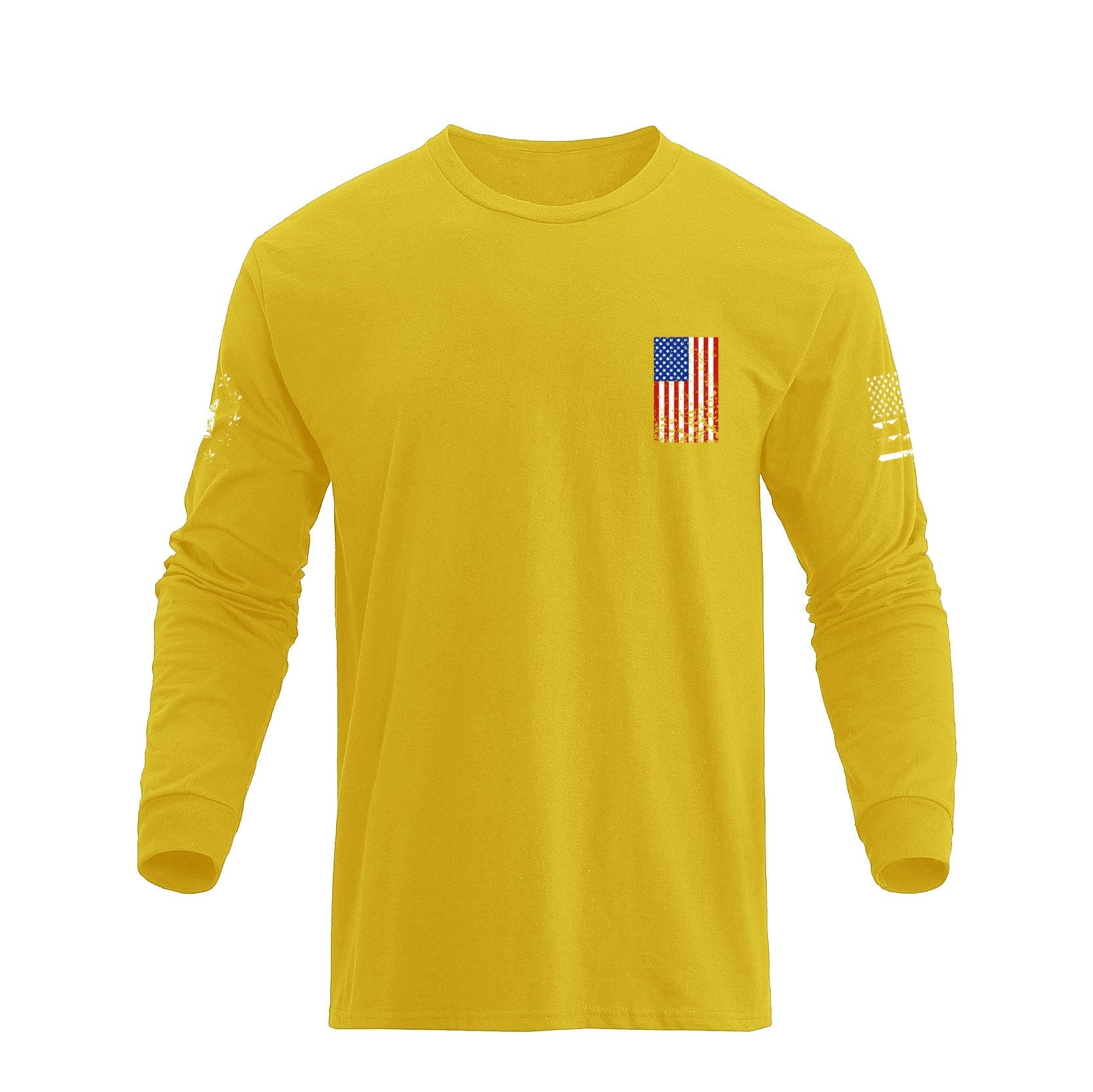 Men's 100% Cotton Patriotic American Flag Cross Graphic Midweight Long Sleeve T-shirts - Image 13