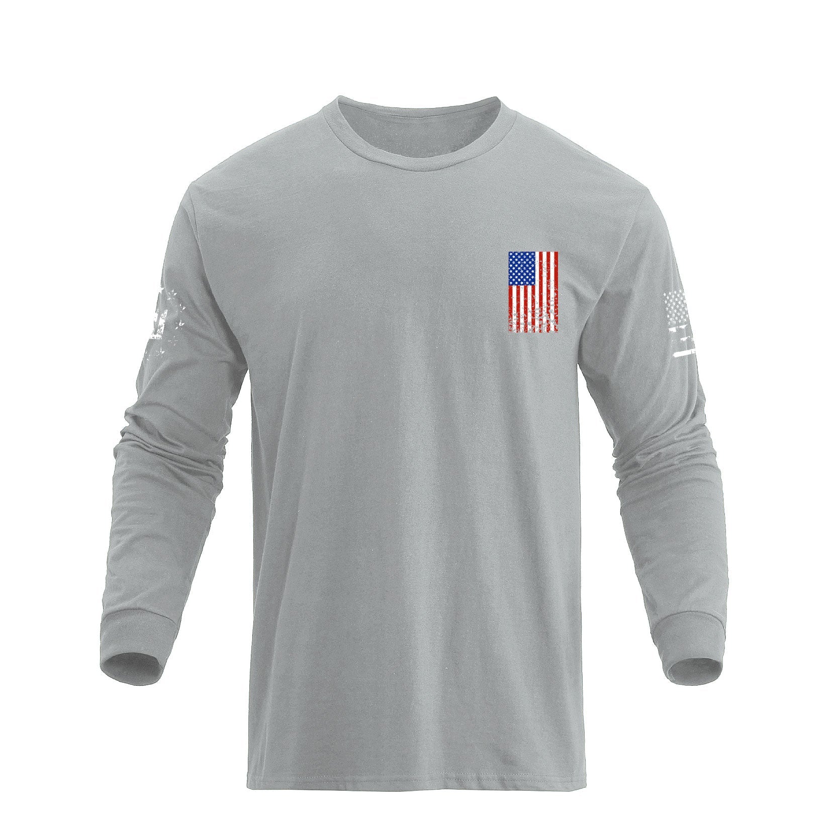 Men's 100% Cotton Patriotic American Flag Cross Graphic Midweight Long Sleeve T-shirts - Image 7